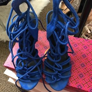 Blue cross tie shoes